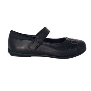 Pretty Green Girls Loreto Leather Cushioned Flat School Shoes / Black